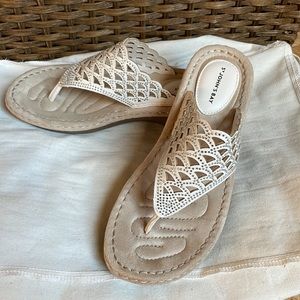 Dr. Scholl's Beige Laser-Cut Thong Sandals